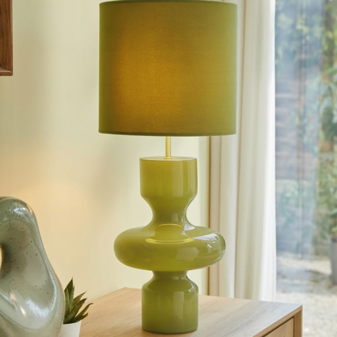 Olive Green Sculptural Table Lamp