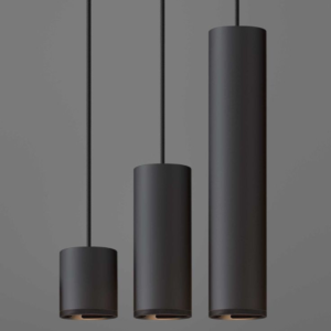 Modern Black Cylindrical Pendant Light Set