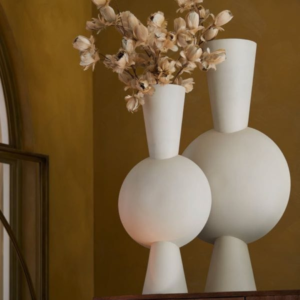 Elegant White Sculptural Ceramic Vase Set